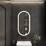 Zrkadlo LED OVL 50x100cm Brush Gold – Obrázok 8