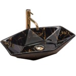 Umývadlo na dosku REA VEGAS - čierny lesklý mramor