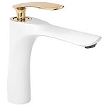 Umývadlová batéria REA ORBIT - bielo-zlatá, nízka – Obrázok 3