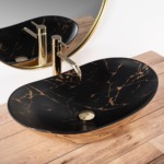 Umývadlo na dosku REA Royal In Black Marble Gold – Obrázok 2
