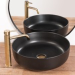 Umývadlová batéria GUSTO TWO - zlatá, vysoká – Obrázok 4