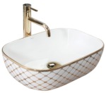 Umývadlo na dosku REA BELINDA DIAMOND - bielo-zlaté