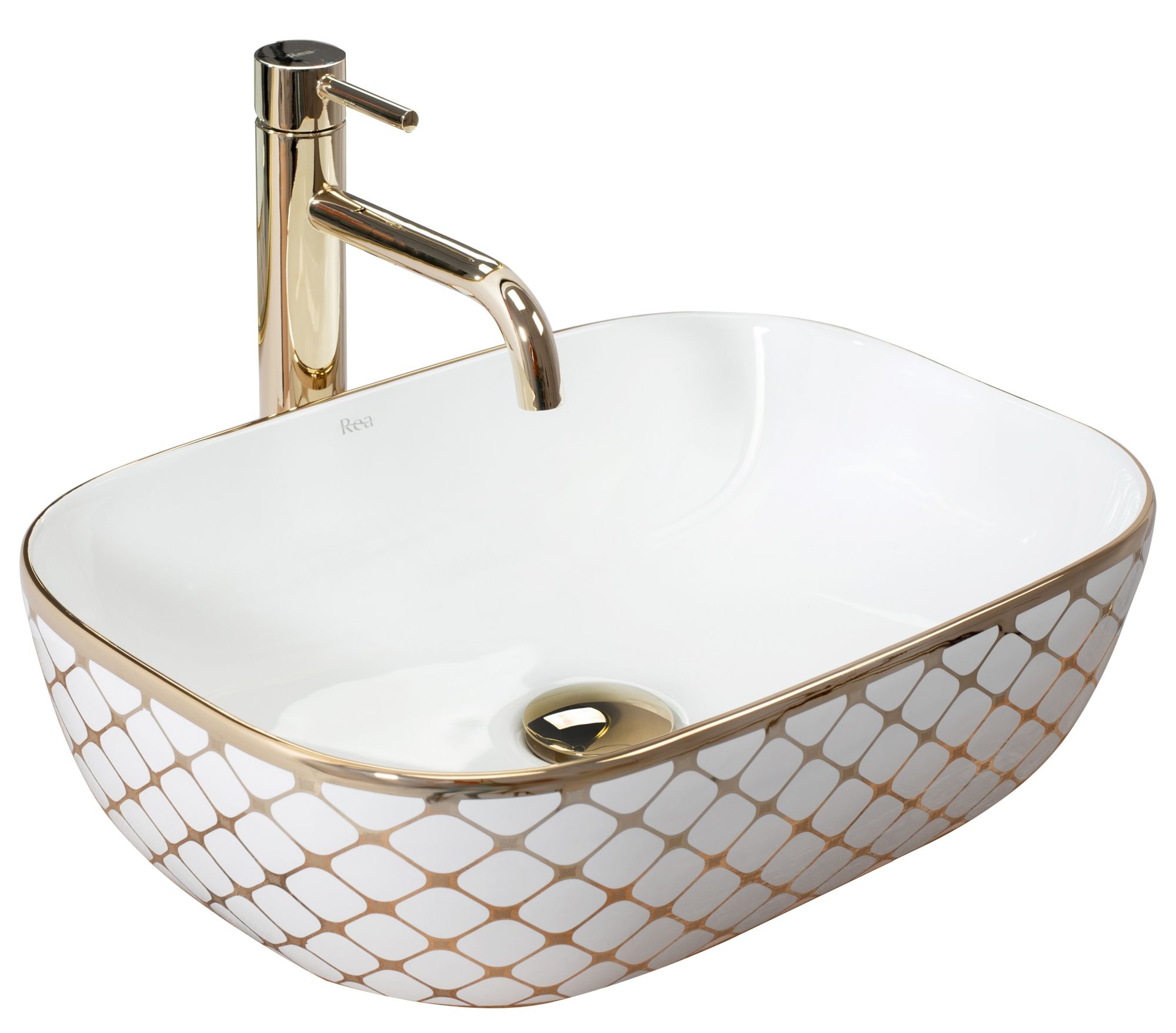 3cc6f438c96c1c23c041300ff9c17a23 Umývadlo na dosku REA BELINDA DIAMOND - bielo-zlaté – Obrázok 1