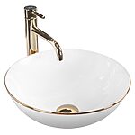 Umývadlo na dosku REA STELLA - biele gold edge