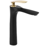 Umývadlová batéria REA ORBIT - čierno-zlatá, vysoká – Obrázok 4