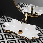 Umývadlo na dosku REA INFINITY - bielo-zlaté + výpust – Obrázok 3