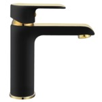 Umývadlová batéria REA BLOOM - čierna-zlatá, nízka – Obrázok 2