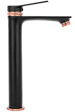 Umývadlová batéria REA VIRAL - čierna-ružové zlato, vysoká – Obrázok 2