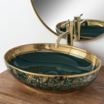 Umývadlo na dosku REA MARGOT - zeleno-zlaté – Obrázok 5