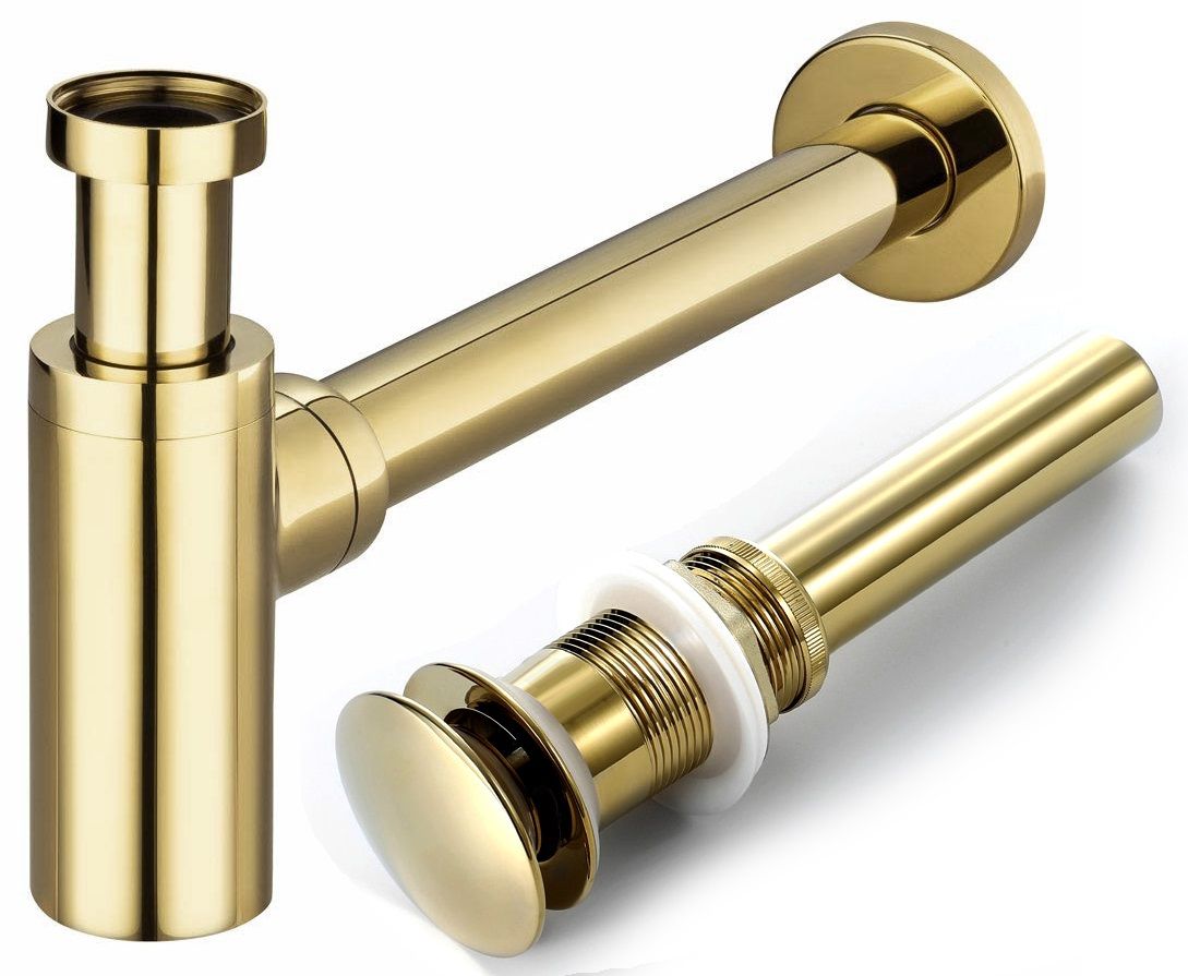73c744775488a49cb2057e591bf6a389 Umývadlový sifón Rea so zástrčkou klik-klak Gold – Obrázok 1