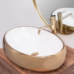 Umývadlo na dosku REA MELANIA - biele-zlaté – Obrázok 5