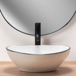 Umývadlo na dosku REA SOFIA Biele/čierny okraj – Obrázok 3