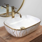 Umývadlo na dosku REA BELINDA - biele-zlatá vlnka – Obrázok 2