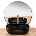 Umývadlo na dosku REA BELINDA - zlato-čierne – Obrázok 2