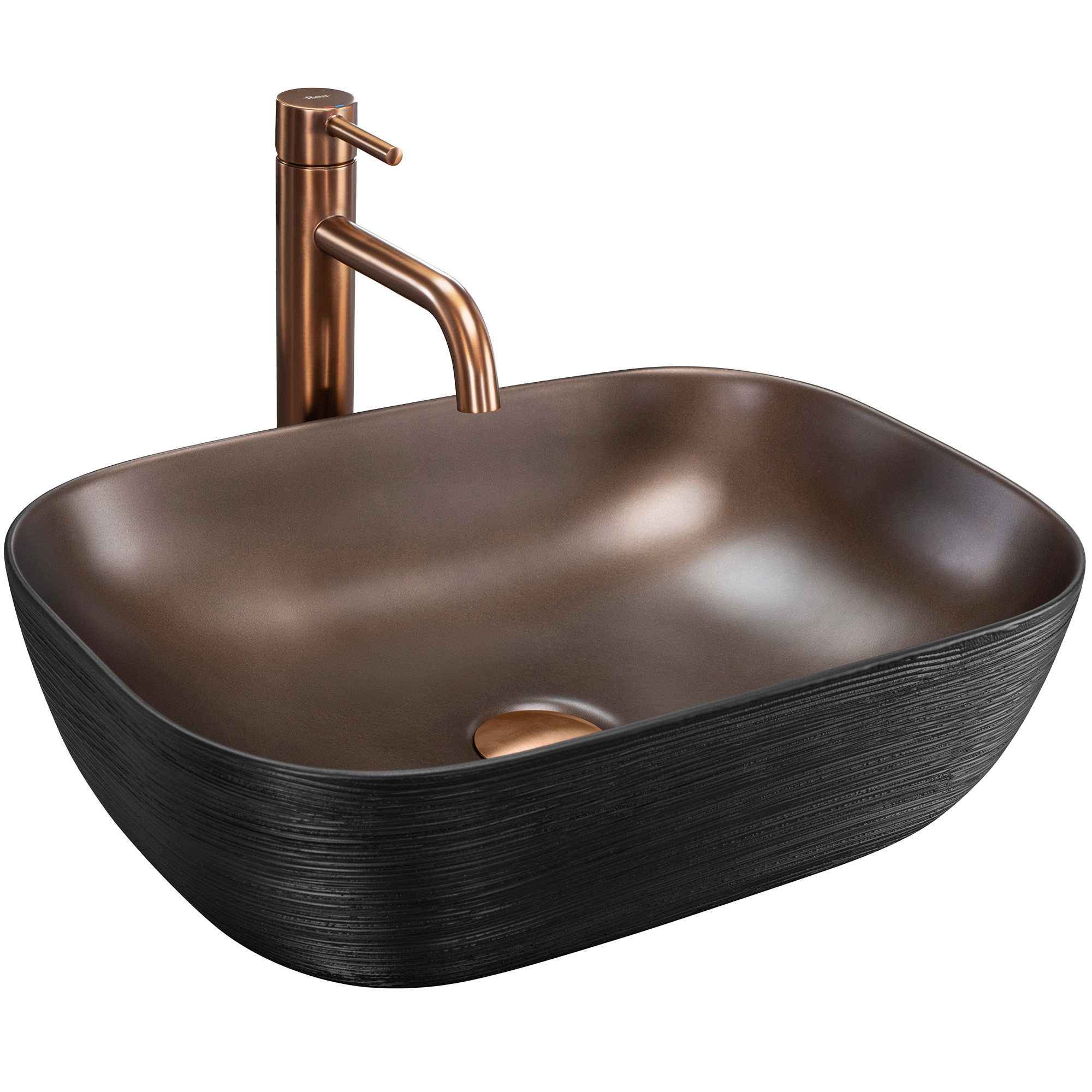 c8c53a2b7aa048bd838dd3044f17ffda Umývadlo na dosku Rea Belinda COPPER BRUSH / Black – Obrázok 1