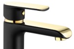 Umývadlová batéria REA BLOOM - čierna-zlatá, nízka – Obrázok 4