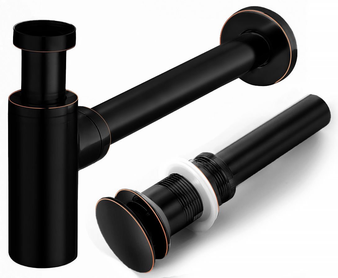 fe195c992ddcea6ec7da26e9d6e76f65 Umývadlový sifón s univerzálnym výpustom click-clack - old čierna – Obrázok 1