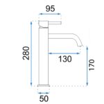 Umývadlová batéria REA Lungo Grip - brúsené Copper, vysoká – Obrázok 4