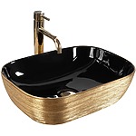 Umývadlo na dosku Rea Belinda BLACK BRUSH GOLD