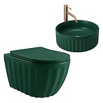 Súprava: Závesná WC misa + Umývadlo na dosku Rea Duo Matcha Matt – Obrázok 11