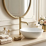 Umývadlový faucet Rea Lungo Diamond Brush Gold vysoký – Obrázok 2