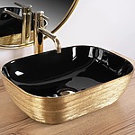 Umývadlo na dosku Rea Belinda BLACK BRUSH GOLD – Obrázok 2