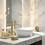 Umývadlový faucet Rea Lungo Diamond Brush Gold vysoký – Obrázok 3