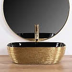 Umývadlo na dosku Rea Belinda BLACK BRUSH GOLD – Obrázok 3
