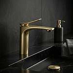 Umývadlová batéria PREMIUM REA Vision Gold Brush Low – Obrázok 4