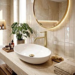 Umývadlový faucet Rea Lungo Diamond Brush Gold vysoký – Obrázok 4