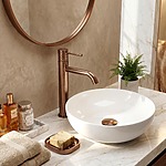 Umývadlový faucet Rea Lungo Diamond Brush Copper vysoký – Obrázok 4