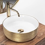 Umývadlo na dosku Rea Sami White Brush Gold – Obrázok 6