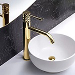 Umývadlový faucet Rea Lungo Diamond Gold vysoký – Obrázok 6