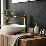 Umývadlová batéria PREMIUM REA Prime Brush Gold High – Obrázok 7