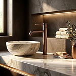 Umývadlový faucet Rea Lungo Diamond Brush Copper vysoký – Obrázok 8