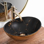 Umývadlo na dosku REA Sofia in marble mat Black Gold – Obrázok 10