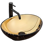 Umývadlo na dosku REA Sofia in Gold marble black