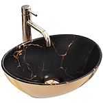 Umývadlo na dosku REA Sofia in marble mat Black Gold
