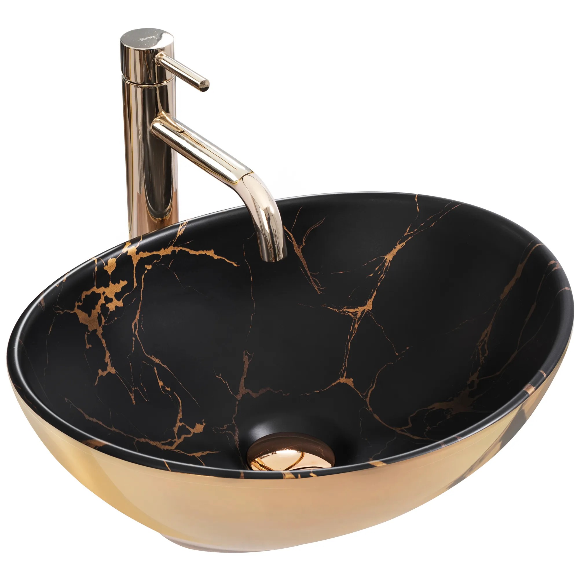 1_default Umývadlo na dosku REA Sofia in marble mat Black Gold – Obrázok 1