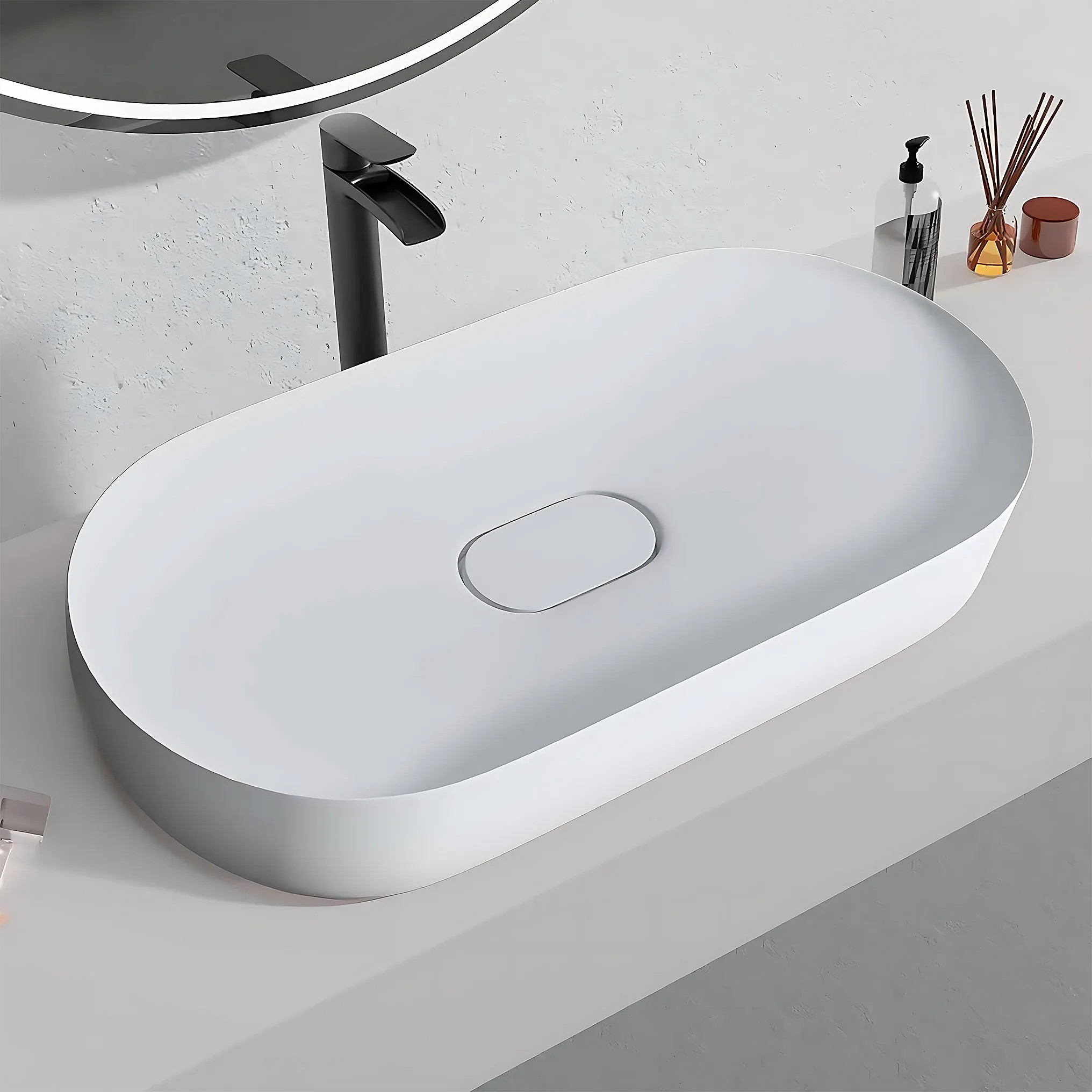 1_default Umývadlo REA IRIS 71 CM White na dosku - konglomerát – Obrázok 1