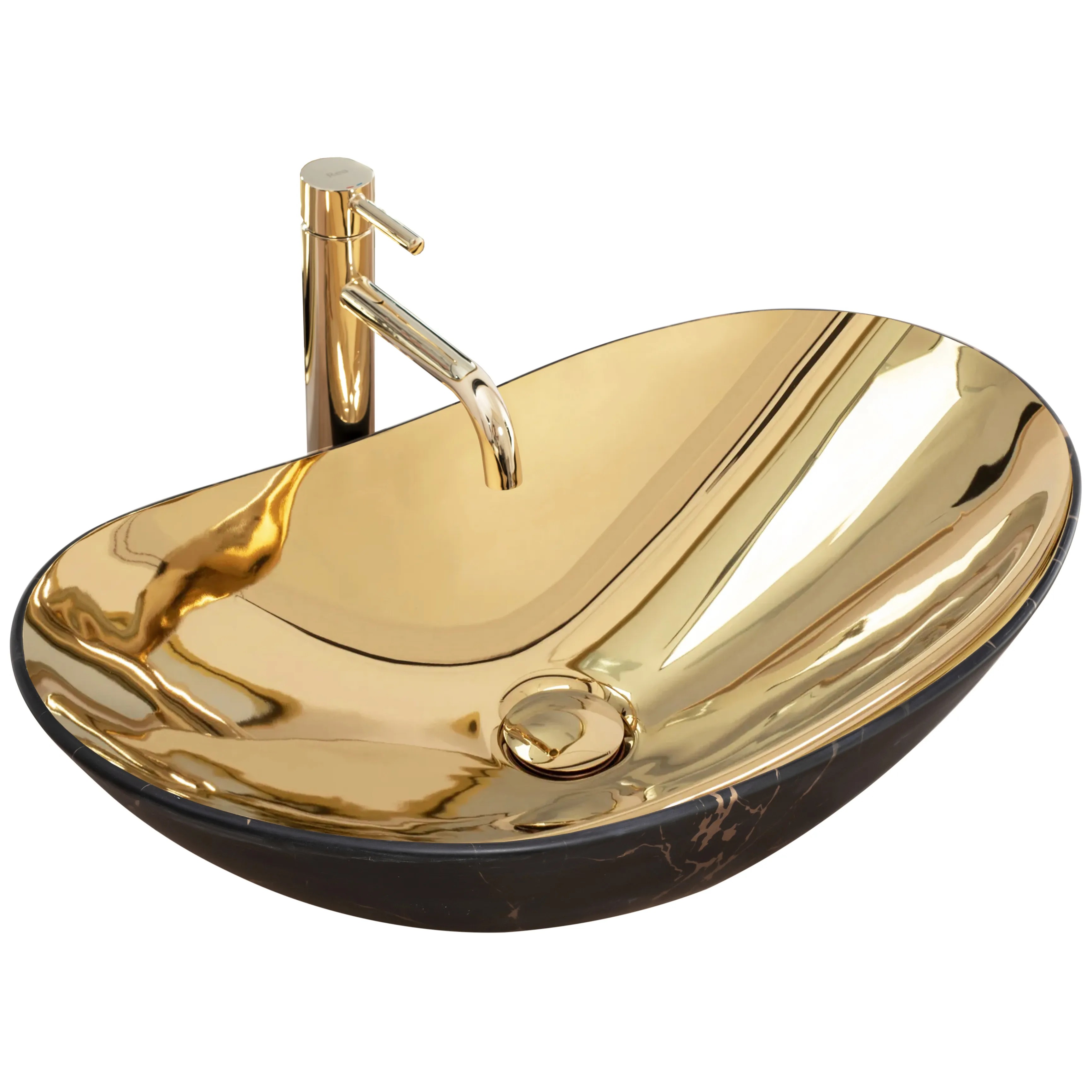 1_default Umývadlo na dosku Rea Royal in Gold marble black mat – Obrázok 1