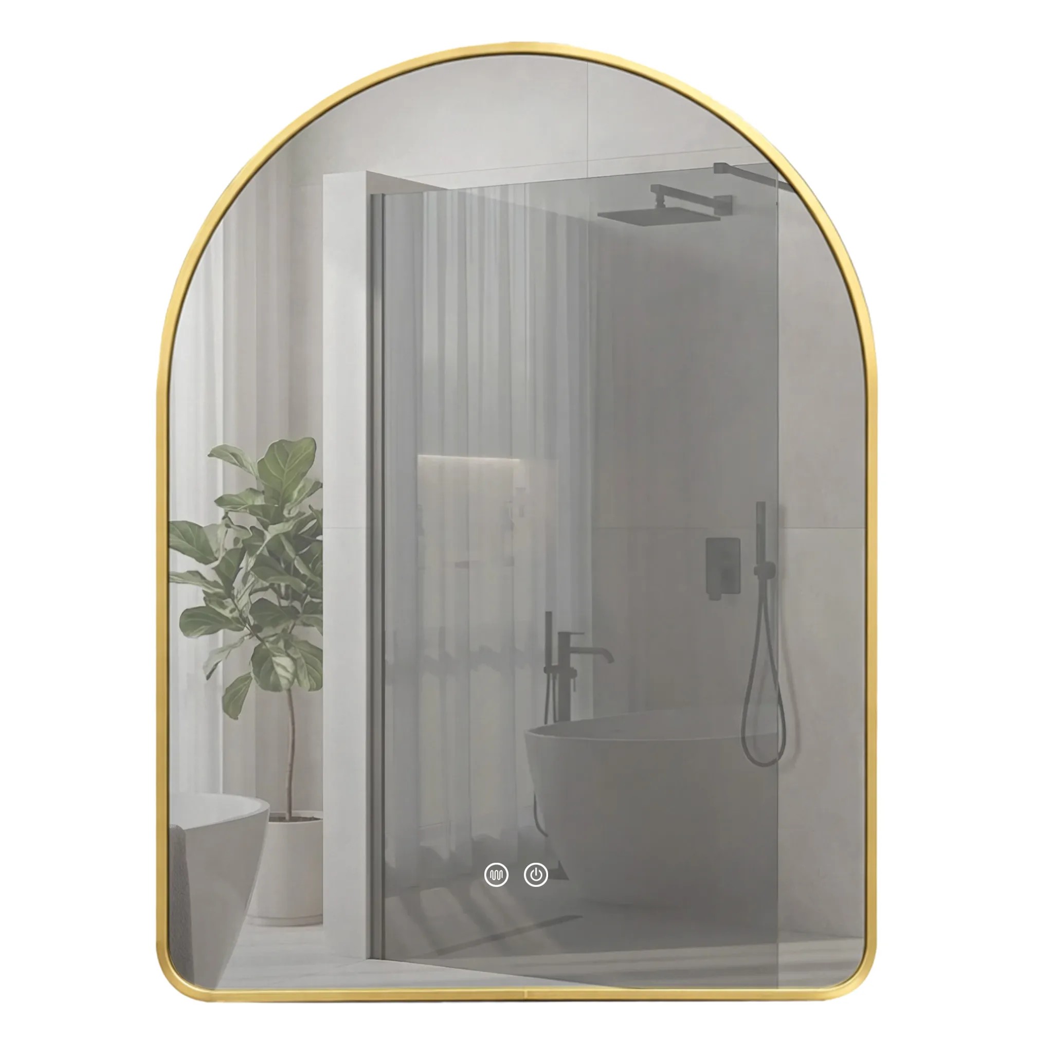 1_default Zrkadlo LED 80x60cm CAMLOT Brush Gold – Obrázok 1