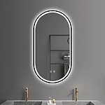 Zrkadlo LED OVL 50x100cm Black – Obrázok 2