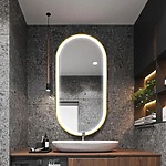 Zrkadlo LED OVL 50x100cm Brush Gold – Obrázok 2
