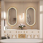Zrkadlo LED OVL 50x100cm Brush Gold – Obrázok 3