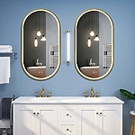 Zrkadlo LED OVL 50x100cm Brush Gold – Obrázok 4