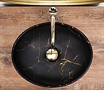 Umývadlo na dosku REA Sofia in marble mat Black Gold – Obrázok 5