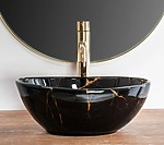 Umývadlo na dosku Rea Sofia Mini Black Marble Shiny – Obrázok 5