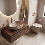 Set Závesné WC Focus + Umývadlo na Dosku Rea Focus Taupe – Obrázok 4