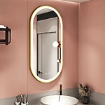 Zrkadlo LED OVL 50x100cm Brush Gold – Obrázok 7